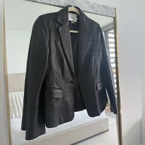 100% lamb leather frame black leather jacket / blazer size XS